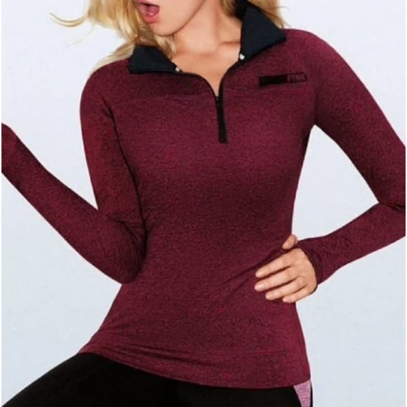 PINK Victoria's Secret Maroon Ultimate Half Zip M - Picture 2 of 9